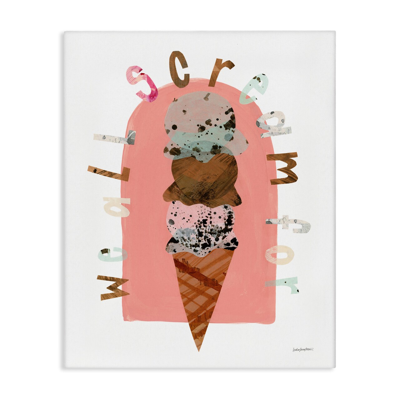 Stupell Industries All Scream For Ice Cream Canvas Wall Art Design by Haley Knighten